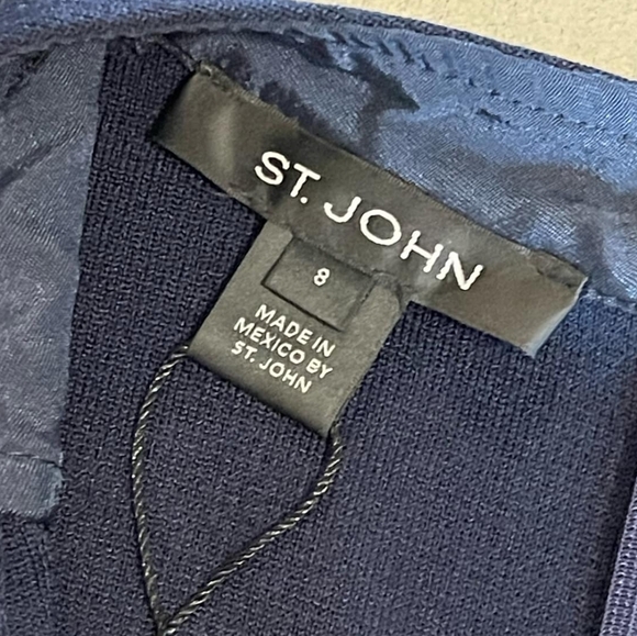 Nwt st. John navy blue short sleeve vneck Midi dress size 8 - Picture 5 of 5